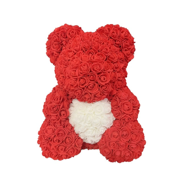 White rose bear with red sales heart